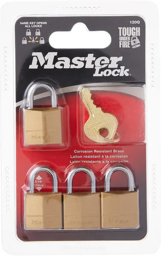 Vista 5 de Master Lock 120Q Candados anchos con llave, 3/4 pulgada, latón macizo, 4 unidades, 120Q