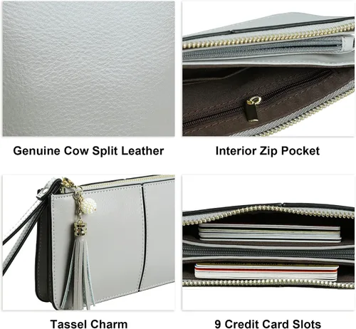 Vista 5 de Befen - Bolso clutch de mano de cuero con correa para teléfono celular, organizador de tarjetas