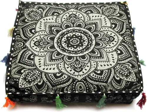 Vista 57 de ICC - Funda de cojín cuadrada grande de algodón con diseño de mandala, funda de almohada hippie, funda de almohada para el suelo con cremallera