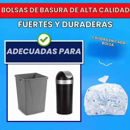 Vista 2 de Tasker Bolsas de basura de 30 a 33 galones resistentes (valor 100/bolsas con lazos) bolsas de basura grandes de plástico transparente