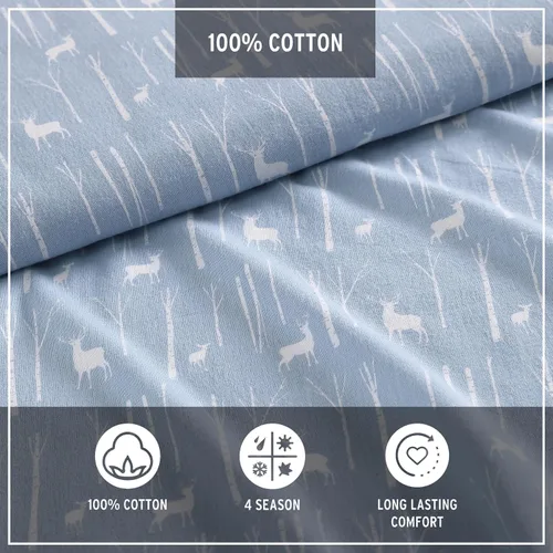 Vista 10 de Eddie Bauer - Sábanas individuales, juego de ropa de cama de franela de algodón, cepillada para mayor suavidad, decoración acogedora para el hogar