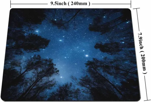 Vista 2 de Smooffly - Tapete de mouse para juegos personalizada con diseño de sublime paisaje de cielo nocturno con la Vía Láctea y los árboles, rectangular