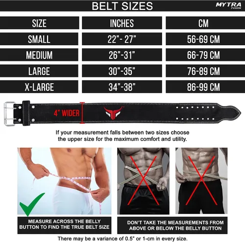 Vista 4 de Mytra Fusion Weight Lifting Belt Double Prong Buckle Power Lifting Belt Leather Weightlifting Belt for Training Gym Workout