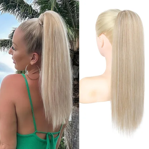 Vista 37 de SEIKEA Extensiones de cola de caballo con cordón, larga y recta, cola de caballo falsa, natural, suave, extensiones de cabello sintético resistente