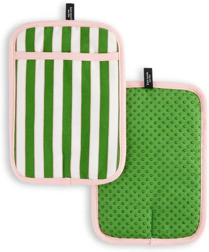 Vista 10 de Kate Spade New York Juego de 2 soportes botánicos a rayas para ollas, 7 x 10 pulgadas, negro/beige