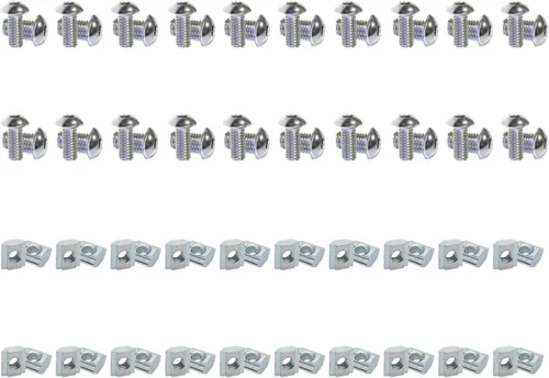 Vista 12 de 8 Conjuntos Perfiles de Extrusión de Aluminio Serie 10 Soportes de Esquina 1010 Conectores en L de Ángulo Recto de 90Grados con Tuercas y Pernos