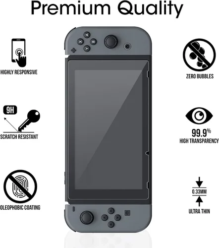 Vista 4 de amfilm Vidrio temperado protector para Nintendo Switch 2017 (paquete de 2)