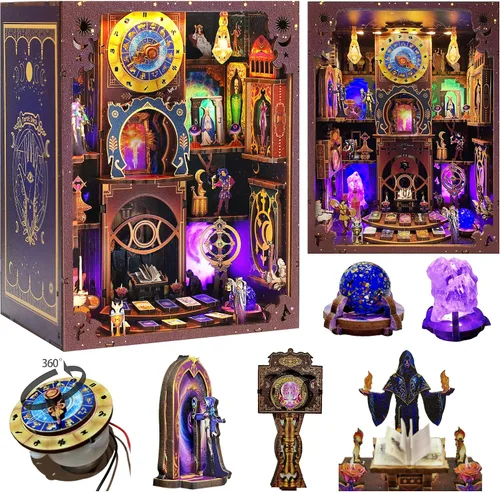 Vista 10 de Kit de rincón de lectura - Rompecabezas 3D de madera con luces LED - Manualidades para adultos y adolescentes - Decoración para insertar