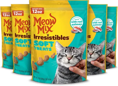 Vista 13 de Meow Mix Irresistibles y suaves golosinas para gatos hechas con salmón real