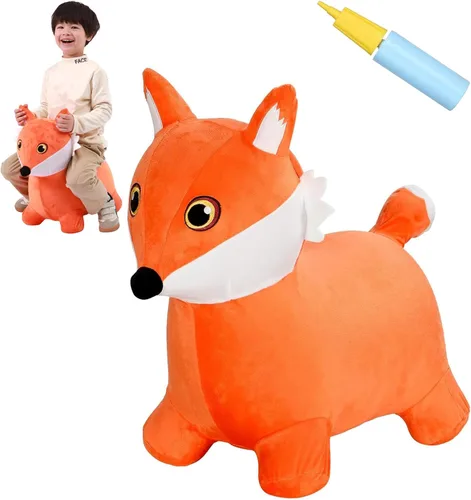 Vista 10 de INPANY Juguetes Saltarines de Vaca Animales de Granja para Regalos de Niña de 2 Años, Caballo Saltarín Inflable de Peluche para Niños, Montable Toro