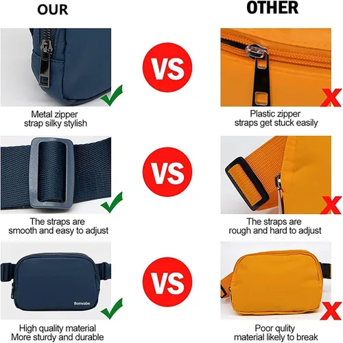 Vista 45 de Cangurera cruzada para mujer, mini bolsa para cinturón de 1 litro con correa ajustable de 32 a 51 pulgadas, bolsa de cintura pequeña para viajes