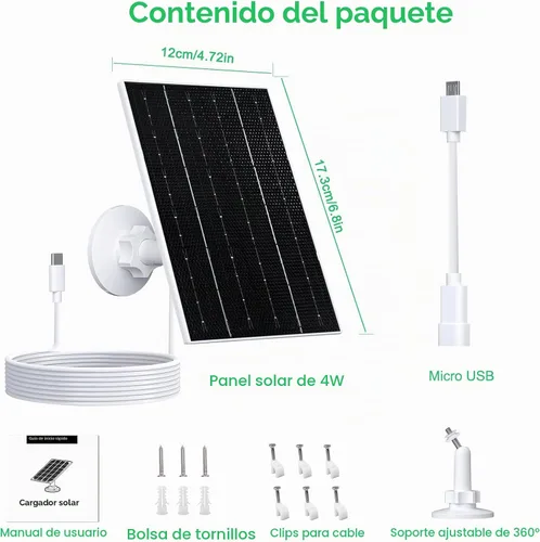 Vista 7 de FUTUREZEN - Panel solar de 4 W para cámaras de seguridad, USB-C y USB, 1 paquete, color blanco