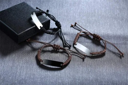 Vista 5 de XUANPAI Custom Bracelet for Couples,Personalized Matching bracelet,Handmade Long Distance Relationship Bracelet Adjustable Rope Couples Bracelet