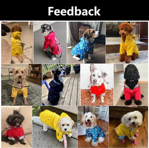 Vista 2 de Morezi - Impermeable con cremallera y botones reflectantes para perro, para la lluvia, cordón ajustable, capucha extraíble, elegante y de primera