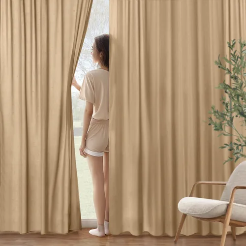 Vista 25 de MIULEE Burnt Orange Fall Semi Sheer Privacy Curtains 2 Panels 52W x 96L Naranja quemado