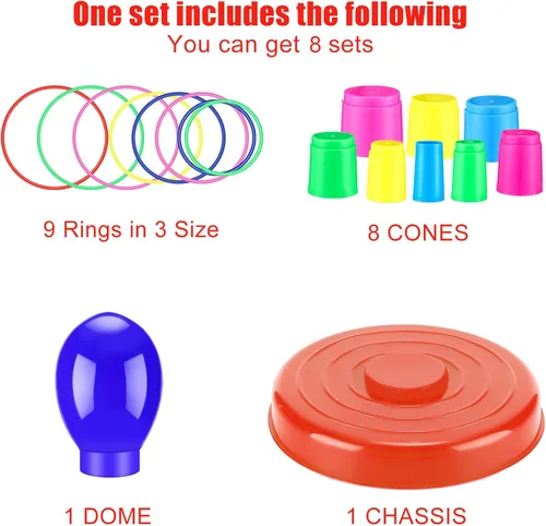 Vista 4 de Zubebe 18 Inch Plastic Ring Toss Game for Kids Colorful Tossing and Active Play Set Travel Ring Toss Quoits Toy Portable Carnival Games Indoor