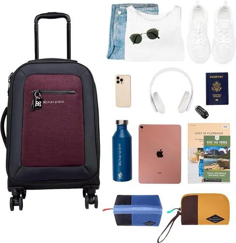 Vista 8 de Sherpani Latitude, equipaje de mano suave de viaje de 22 pulgadas, equipaje duradero, maletas ampliables con ruedas, equipaje ligero con ruedas