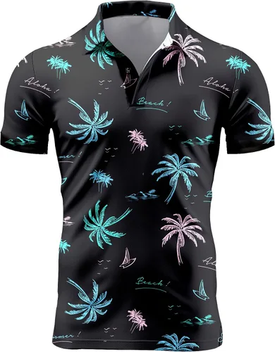 Vista 86 de Camisa de golf de los años 80 para hombre, ajuste seco, manga corta, estampada, divertidas, camisas de golf de los años 90 para hombre