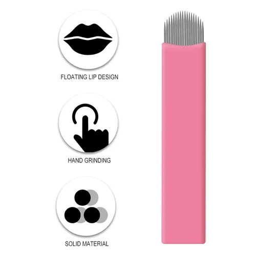 Vista 7 de 50 hojas de microblading desechables color rosa #14 nano, 0.006 in, perfectas para trazos de cabello, cejas, agujas más finas del mercado