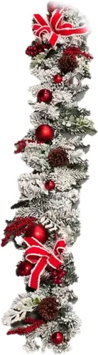 Vista 3 de Coronas de Navidad para puerta delantera, guirnaldas de Navidad artificiales con bola de Navidad, conos de pino y bayas rojas, coronas rústicas