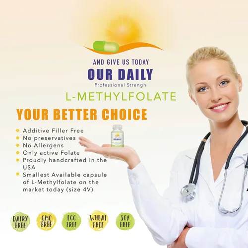 Vista 6 de Nuestro suplemento Daily Vites L-metilfolato (10 mg / 10000 mcg) – Cápsulas de folato activo de 5-MTHF para hombres y mujeres – Folato activo
