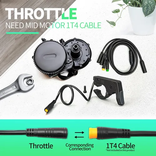 Vista 4 de Bicicleta eléctrica 3pin hembra pulgar acelerador amarillo impermeable enchufe acelerador para BBS01 BBS02 BBSHD motor medio Accesorios de bicicleta