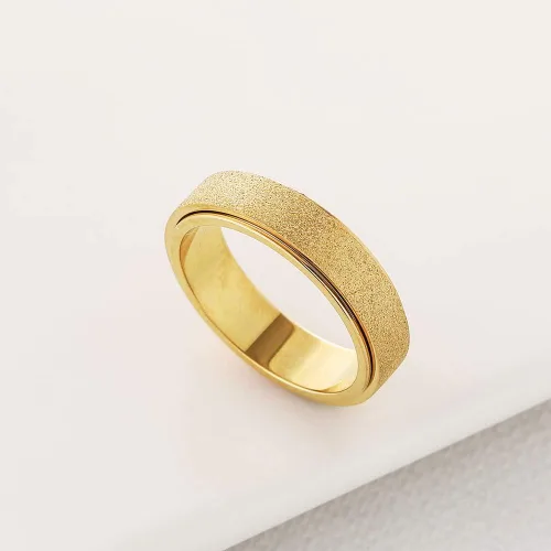 Vista 3 de Anillo antiestrés de titanio, de acero inoxidable para la ansiedad, tamaño 6-12, ancho 6 mm, 5 colores, para mujeres y hombres oro rosa, arco iris