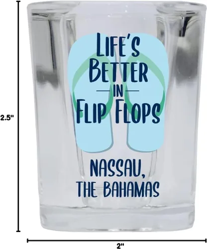 Vista 3 de Nassau The Bahamas Beach Souvenir - Vaso de chupito (2 onzas) con base cuadrada