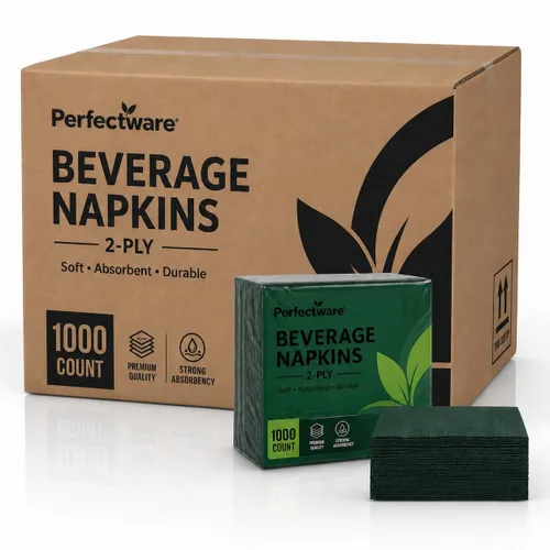 Vista 9 de Perfectware Servilletas de bebidas negras de 2 capas, 100 unidades, servilletas de cóctel suaves y absorbentes, servilletas desechables de fiesta