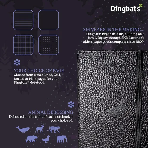 Vista 2 de Dingbats* - Cuaderno de bolsillo con puntos A6 de vida silvestre - Diario pequeño de tapa dura de piel sintética para trabajo, viajes, bolsillo