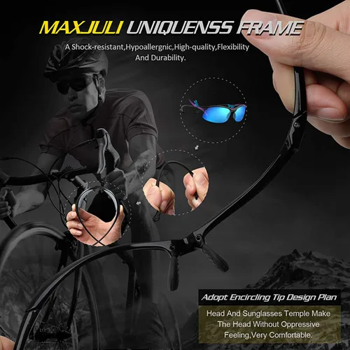 Vista 5 de JULI - Lentes de sol deportivos polarizados para hombres y mujeres, marco irrompible Tr90 para correr, pescar, béisbol, conducir, MJ8002