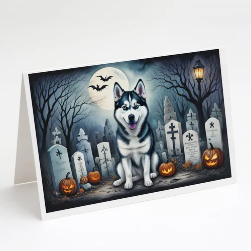 Vista 13 de Caroline's Treasures DAC2042GCA7P Golden Retriever - Tarjetas de felicitación y sobres de Halloween espeluznantes, paquete de 8 tarjetas en blanco