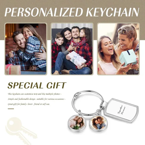 Vista 5 de Jewelstruck Llavero personalizado con regalo conmemorativo con foto personalizada, regalos para mamá, papá, parejas, mejores amigos