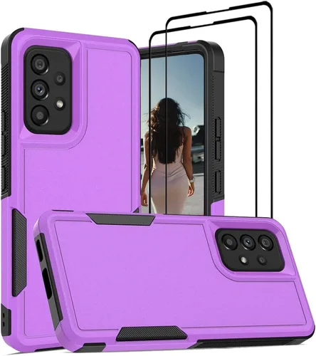 Vista 137 de Jeylly Compatible con Samsung Galaxy A22 5G Funda, Funda Samsung A22 5G con 2pcs protectores de pantalla de vidrio templado