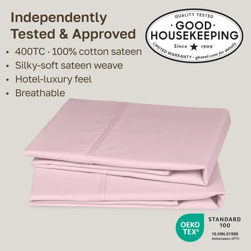 Vista 2 de Fundas de almohada de algodón de 400 hilos 22 - rosa
