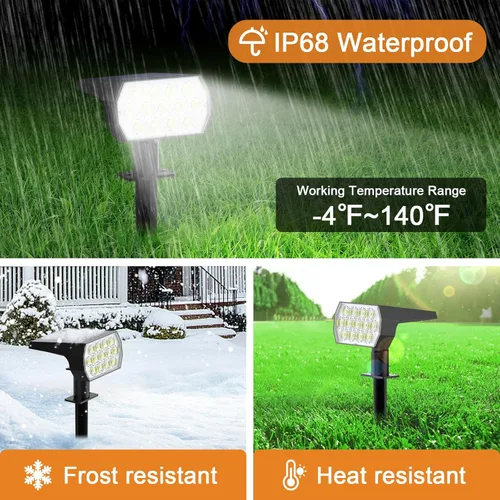 Vista 4 de WELALO Focos solares para exteriores, [2 unidades/65 LED/3 modos] focos solares de paisaje, luces de seguridad alimentadas por energía solar, luces