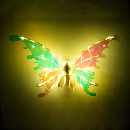 Vista 7 de cojodopo Disfraz de alas de mariposa eléctricas, alas luminosas de elfo para niños y perros con música brillante brillante accesorios de vestir