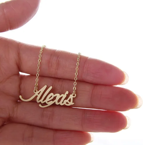 Vista 5 de HUAN XUN - Collar con nombre personalizado en plata dorada