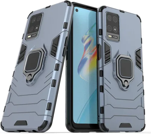 Vista 8 de Compatible con Oppo A54 4G, funda Oppo A55 4G, soporte de anillo de metal, parachoques duro a prueba de golpes