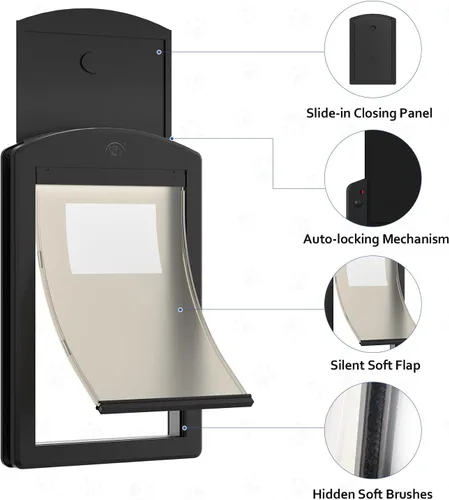 Vista 4 de Puerta para perro para puerta, puerta para perros y mascotas, puerta de plástico fuerte para perros y gatos y puerta mediana para perros con panel