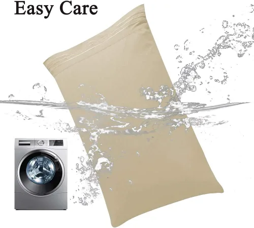 Vista 6 de SONORO KATE Juego de fundas de almohada de lujo de microfibra cepillada 1800 Bedding - antiarrugas, (beige, 2 fundas de almohada estándar)