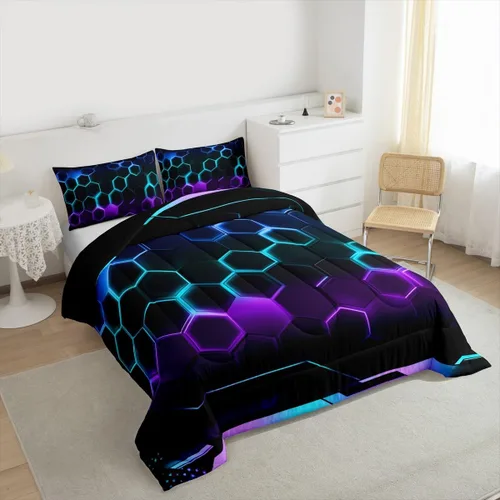 Vista 24 de Juego de ropa de cama Happy Camping de Homewish, tamaño individual, con diseño de osos cazadores y pinos, para niños, hombres, adultos, decoración