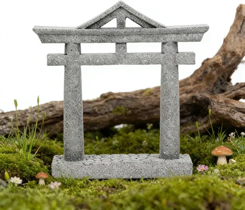 Vista 2 de Estatua japonesa de la puerta de Torii Santuario asiático Oriental