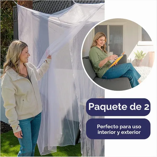 Vista 5 de EVEN NATURALS Lujo para dosel de cama, carpa grande, doble a Queen, refugio con malla para camping, paquete de 2..