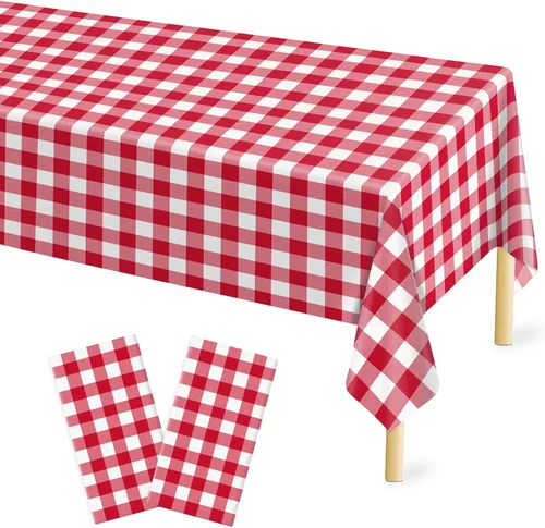 Vista 37 de Mulbozy 2 piezas de mantel de plástico negro para mesa rectangular, 54 × 108 pulgadas, fundas desechables de mesa para fiestas negras