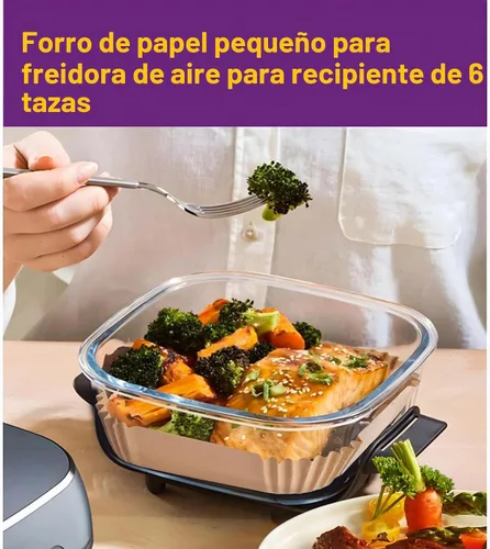 Vista 6 de Forros desechables para freidora de aire para Ninja Crispi, 260 piezas de accesorios desechables para freidora de aire Ninja Crispi para contenedor