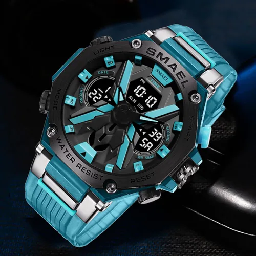 Vista 4 de FANMIS Outdoor Shockproof Sports Watch for Men Military Waterproof Stopwatch Multi Function LED Electronic Large Dial Dual Time Tactical Army Watch