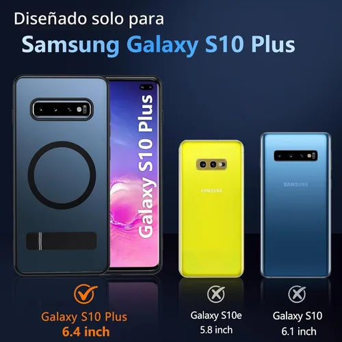 Vista 7 de BESINPO Funda magnética para Samsung Galaxy S10 Plus, [con patada invisible incorporada][grado militar a prueba de golpes] Funda delgada translúcida