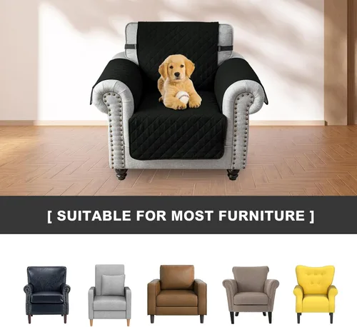 Vista 7 de UNBBRRL Funda de sofá reversible para perros y gatos, funda impermeable para muebles para mascotas y niños, protector de sofá con correas elásticas