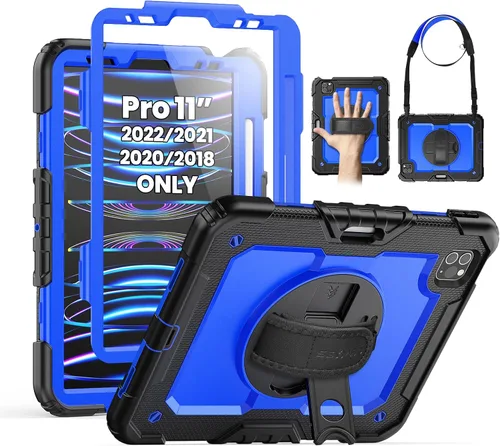 Vista 12 de SEYMAC Funda para iPad Pro 11 de 4ª, 3ª, 2ª, 1ª generación (2022/2021/2020/2018), funda protectora de cuerpo completo a prueba de golpes con Negro